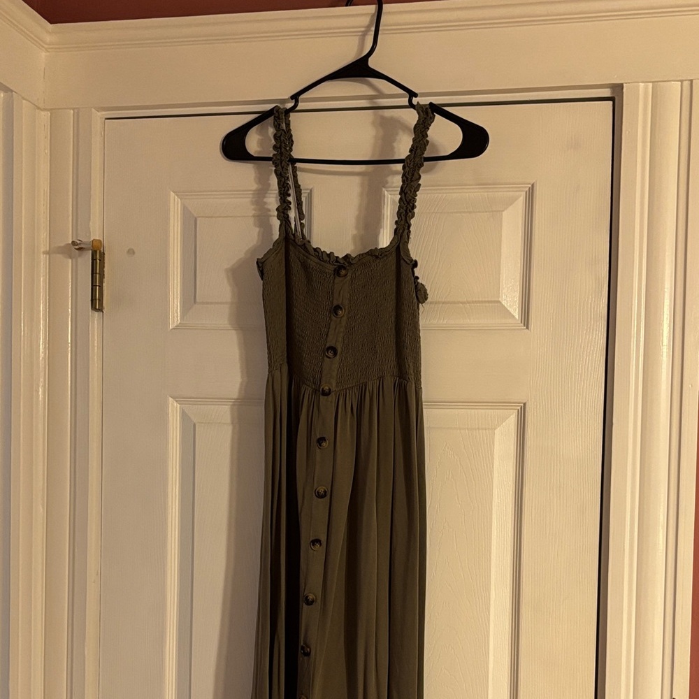 Olive Button-Down Women's Dress